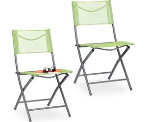 relaxdays Chaises pliantes vert, 2 pcs.