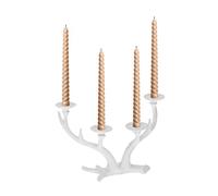 Relaxdays Chandelier en Bois de cerf, candélabre chandelle Ø 4 cm, Porte-Bougie Vintage en Fonte, Quatre Bras, Blanc