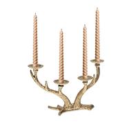 Relaxdays Chandelier en Bois de cerf, candélabre pour chandelle Ø 4 cm, Porte-Bougie Vintage en Fonte, Quatre Bras, doré