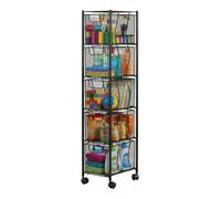 Relaxdays Chariot 5 tiroirs métal 98x20x28 cm 4 roulettes noir cuisine salle de bain niches