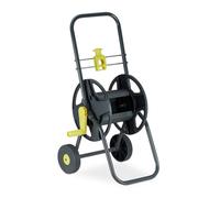 Relaxdays Chariot à tuyau 45 m Roulettes pour le jardin & le balcon avec roues 76 5x44x41 cm arrosage gris - jaune