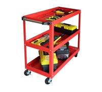Relaxdays Chariot d'atelier 3 Niveaux, Mobile, 100 kg, 82,5x84x41 cm, Rouge