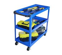 Relaxdays Chariot d'atelier, Chariot à Outils 3 Niveaux, Mobile, Charge Max 100 kg, H x l x P : 82,5 x 84 x 41 cm, Bleu