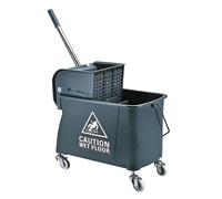 Relaxdays Chariot de Nettoyage 2 Compartiments, presse plate, roulettes 360°, 66x44x28 cm, gris