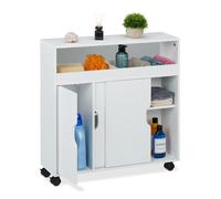 Relaxdays Chariot de niche 3 compartiments 2 étagères ouvertes HxLxP: 71 5 x 70 x20 cm WC et cuisine MDF blanc