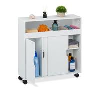 Relaxdays Chariot de Niche, 3 Compartiments, 2 étagères Ouvertes, HxLxP: 71,5 x 70 x20 cm, WC et Cuisine, MDF, Blanc