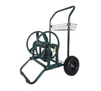Relaxdays Chariot Enrouleur 60 m, raccord Rapide, 2 Roues pneumatiques, Acier, Tambour Amovible, Vert 94 x 66 x 60 cm