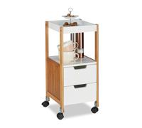 Relaxdays Chariot roulant Bambou blanc console