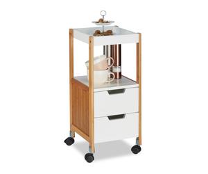 Relaxdays Chariot roulant Bambou blanc console
