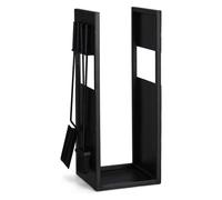Relaxdays Range-bûches avec couverts en métal 76,5×36×30 cm, support intérieur noir