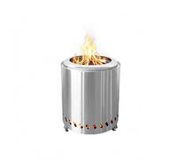Relaxdays Cheminée de Table sans fumée en Acier Inoxydable, H 25 x D 22,5 cm, bac à Cendres, Camping, Argent