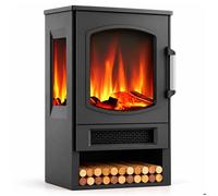 Relaxdays cheminée électrique flammes 2 niveaux 900/1800 W thermostat minuteur H x L x P : 75x44x35 cm noir