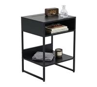 Relaxdays Chevet, 2 Compartiments Ouverts, Support téléphone/Tablette, Noir | HxLxP 40x40x30 cm, carré