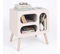 Relaxdays Table de Chevet scandinave, rétro, Ouverte, Blanche/Naturelle