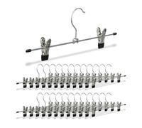 Relaxdays Cintre à vêtements, Lot de 25, 2 Pinces, pour Pantalons & Jupes, HxLxP : 11,5x35x2 cm, métal, argenté