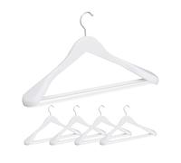 Relaxdays Cintre Costume épaule Large, Bois en Set 5 Cintres Chemises, Crochet 360, Traverse Pantalon, Blanc