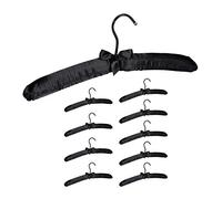 Relaxdays Cintre en Satin, Lot de 10, Cintre rembourré Doux, pour Vestes, Crochet Rotatif 360°, 38 cm, Noeud décoratif, Noir