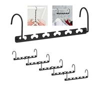 relaxdays Cintre Magique, Lot de 6, Horizontal, Vertical, pour Un Gain de Place, 26 cm, Organisateur en métal, Noir