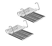 Relaxdays Cintre Multiple pour Pantalons, Lot de 2, Porte-Pantalons 9 Bras, antidérapant, métal, Argent/Noir