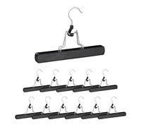 Relaxdays Cintre Pince à Pantalons Bois, Lot de 24, Jupe Pantalon, Crochet 360°, Feutre HxlxP: 17 x 25 x 2,3 cm, Noir