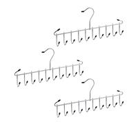 Relaxdays Cintre Porte-Ceintures, Lot de 3, Gain de Place, métal, 12 Crochets, pour Ceintures, Cravates, Sacs, argentés