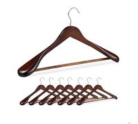 Relaxdays Cintre pour vêtements lot de 8 épaule large barre à pantalon pour veste chemise bois marron
