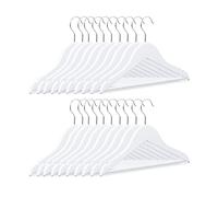 Relaxdays Cintres enfants en bois set de 20 cintres en bois vêtements bébé enfant blanc HxlxP: 18 x 30,5 x 0,5 cm, blanc