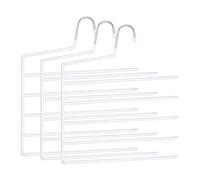 Relaxdays Cintres Multiples pour Pantalons, Lot de 3, 5 Barres, antidérapants, H x L : 35 x 32 cm, Blancs