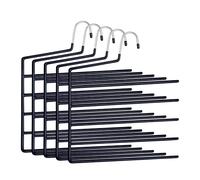 Relaxdays Cintres Multiples pour Pantalons, Lot de 5, 5 Barres, antidérapants, Gain de Place, H x l 35 x 32 cm, Noir