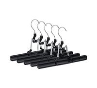 Relaxdays Cintres-Pinces Set de 5 Pantalons et Jupes métal caoutchouc pinces crochet rotatif 360° 26 cm, noir