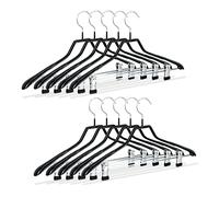 Relaxdays Cintres pour costumes revêtement antidérapant métal 42 cm lot de 10, noir