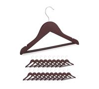 Relaxdays Cintres pour Enfants, Lot de 20 pièces, en Bois, Crochet pivotant, entretoise & encoches, Marron