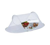 Relaxdays Cloche alimentaire pour fruits et gâteaux contre insectes manger dehors HxLxP : 40x110x58 cm gris/blanc