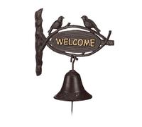 Relaxdays Cloche Sonnette Fonte WELCOME antique