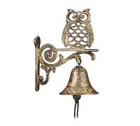 Relaxdays Cloche Sonnette Murale Fonte Chouette Hibou Clochette Porte Seuil Jardin Multicolore