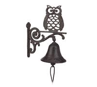 Relaxdays Cloche Sonnette Murale Fonte Chouette Hibou Clochette Porte Seuil Jardin Vintage Marron