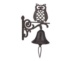 Relaxdays Cloche Sonnette Murale Fonte Chouette Hibou Clochette Porte Seuil Jardin Vintage Marron