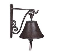 Relaxdays Clochette de Porte en Fonte Antique Carillon Fort et Clair Cloche Murale résistante Brune, Marron