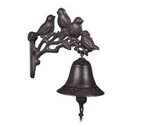Relaxdays Clochette de Porte en Fonte, lot 3, Motif Oiseau, Antique, Style Maison de Campagne; Cloche Murale; décoration, Brun