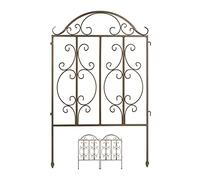 Relaxdays Clôture de Jardin en Acier, système d’emboîtement 3 pièces, Bordure décorative, HxL : 98 x 63,5 cm, Bronze
