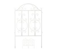 Relaxdays Clôture de Jardin en Acier, système d’emboîtement 3 pièces, Bordure décorative, HxL : 98 x 63,5 cm, Blanc