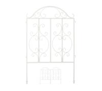 Relaxdays Clôture de jardin en acier, système d’emboîtement 3 pièces, bordure décorative, HxL : 98 x 63,5 cm, blanc