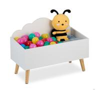 Relaxdays Coffre à jouets en forme de nuage HxLxP : 45 x 60 x 30 cm MDF pour livres et jouets sans couvercle blanc