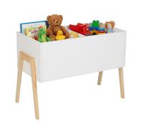 Relaxdays Coffre à jouets pour enfants, design scandinave, H x L x P : 45 x 60 x 30 cm, MDF, blanc/nature.