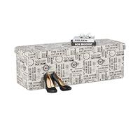 Relaxdays Coffre de Rangement, Banc Pliable, rembourré, Motif café, 130 l, Chambre à Coucher, Banquette, Beige/Noir