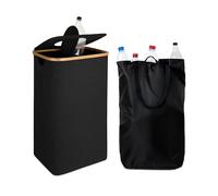 Relaxdays Collecteur de Bouteilles consignées 100 l, Sac Lavable, 70 x 42 x 34 cm, Couvercle, Feutre, Noir