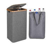 Relaxdays collecteur de bouteilles consignées 100 l, sac lavable, gris