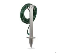 Relaxdays Colonne d’eau avec robinet, avec piquet et support tuyau, HLP 66x30x15 cm, point d’eau, carré, inox, argenté