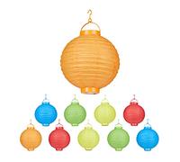 Relaxdays, coloré Lampion chinois LED abat-jour papier lanterne boule 20 cm rond décoration set de 10 à piles
