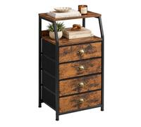 Relaxdays Commode 4 tiroirs en Tissu, métal, MDF, pour Couloir ou Chambre | marron/noir, H x l x P : 84,5 x 40 x 29 cm